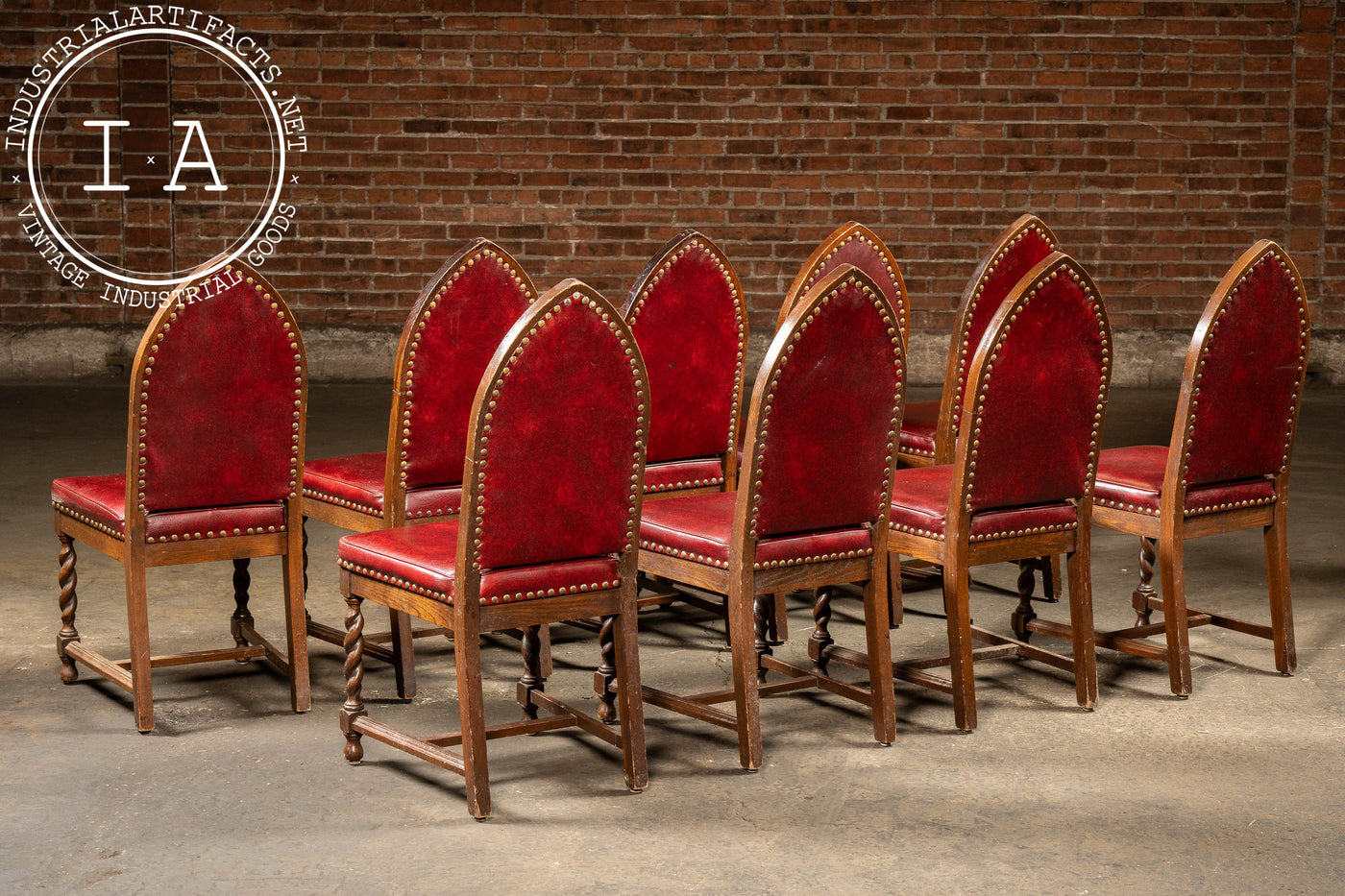 Set of Nine Gothic Revival Dining Chairs