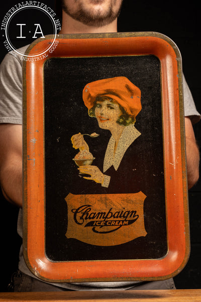 Early 20th Century Champaign Ice Cream Advertising Tray