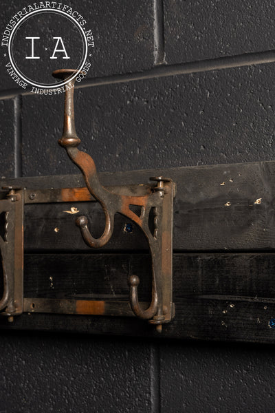 Antique Japanese Copper Wall Mounted Coat Rack