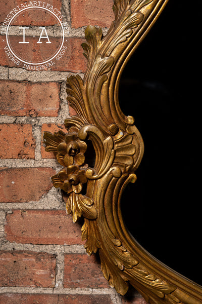 Antique Massive French Giltwood Mirror with Floral Crest