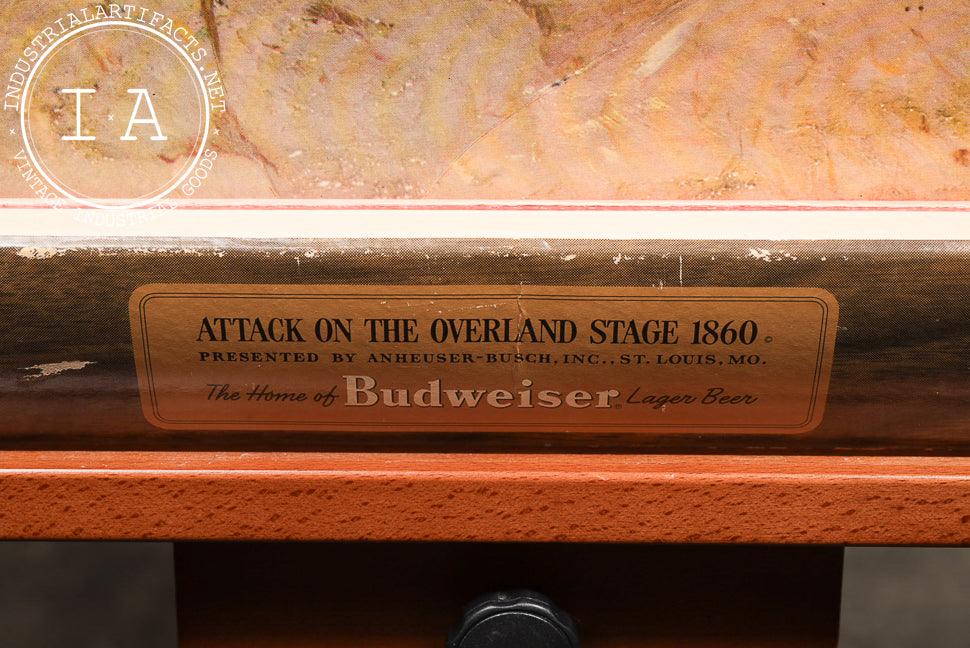 Vintage "Attack on the Overland Stage" Self-Framed Budweiser Advertising Print