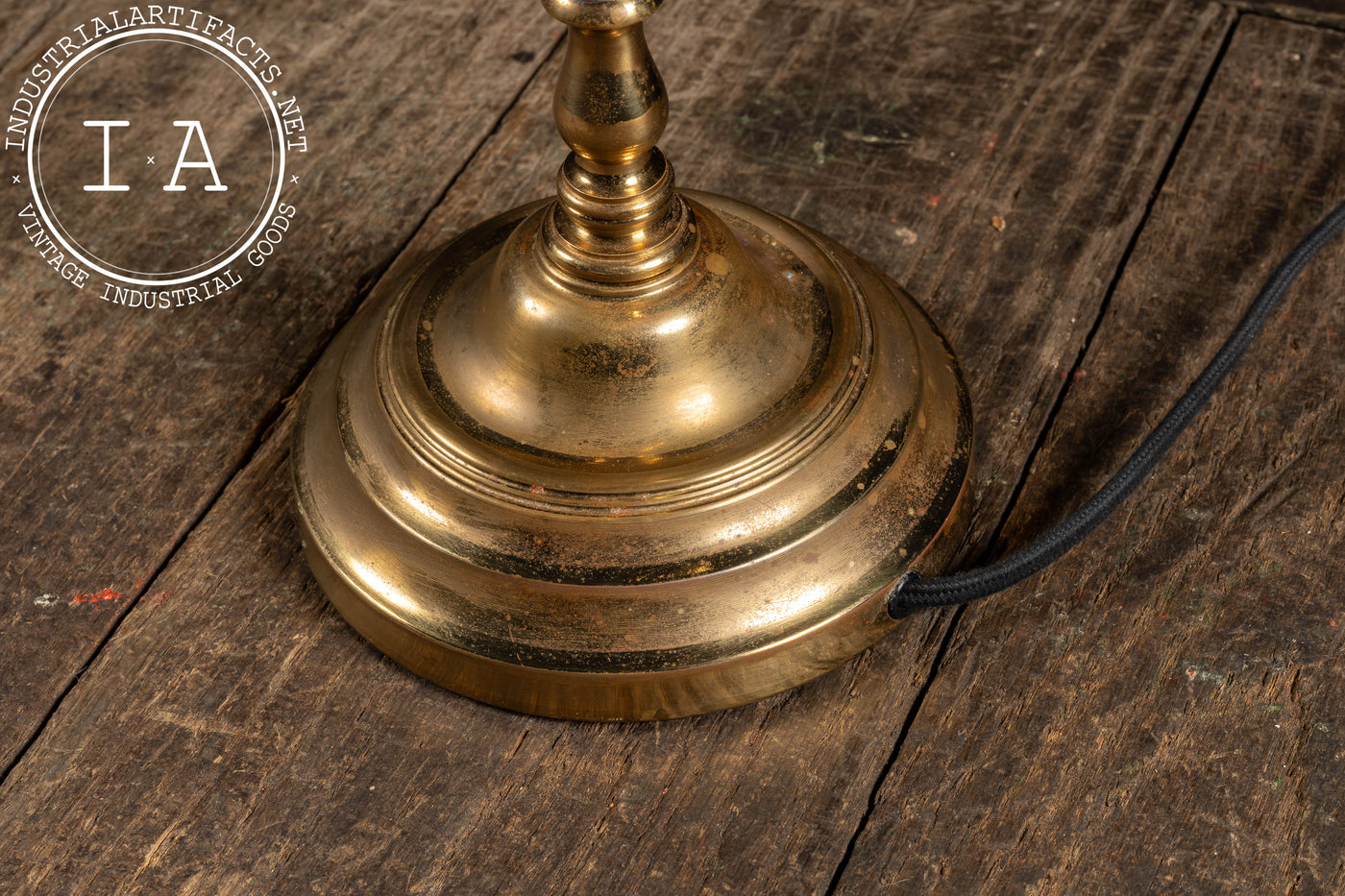 Early 20th Century Brass Table Lamp w. Frosted Shade