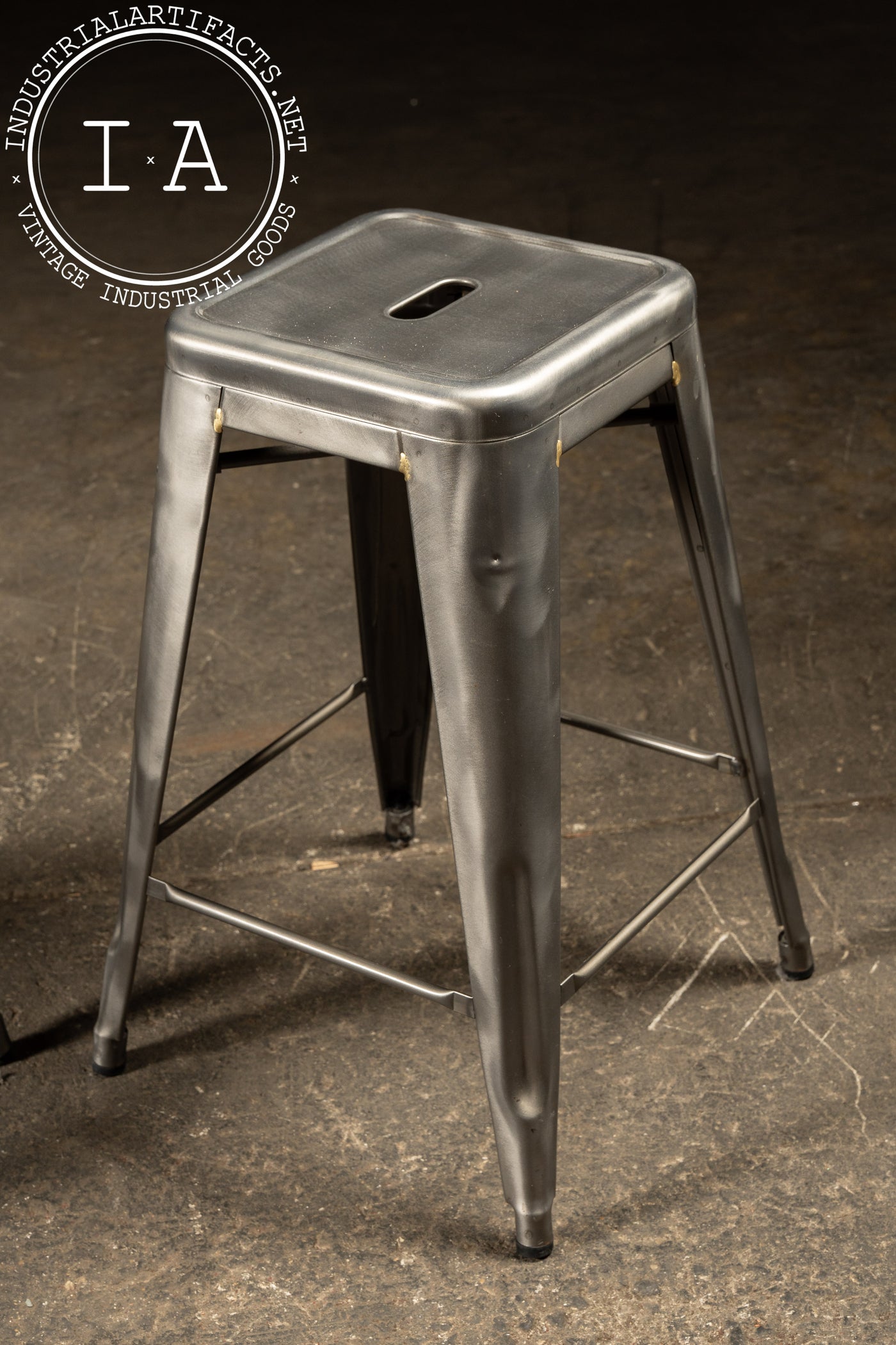 Set of Four Industrial Metal Stools by Tolix