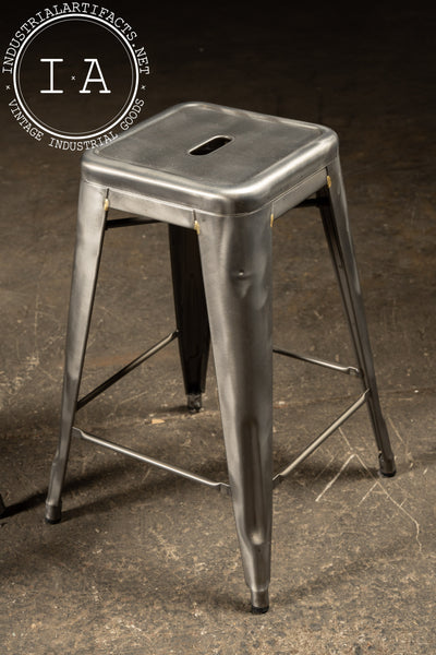 Set of Four Industrial Metal Stools by Tolix
