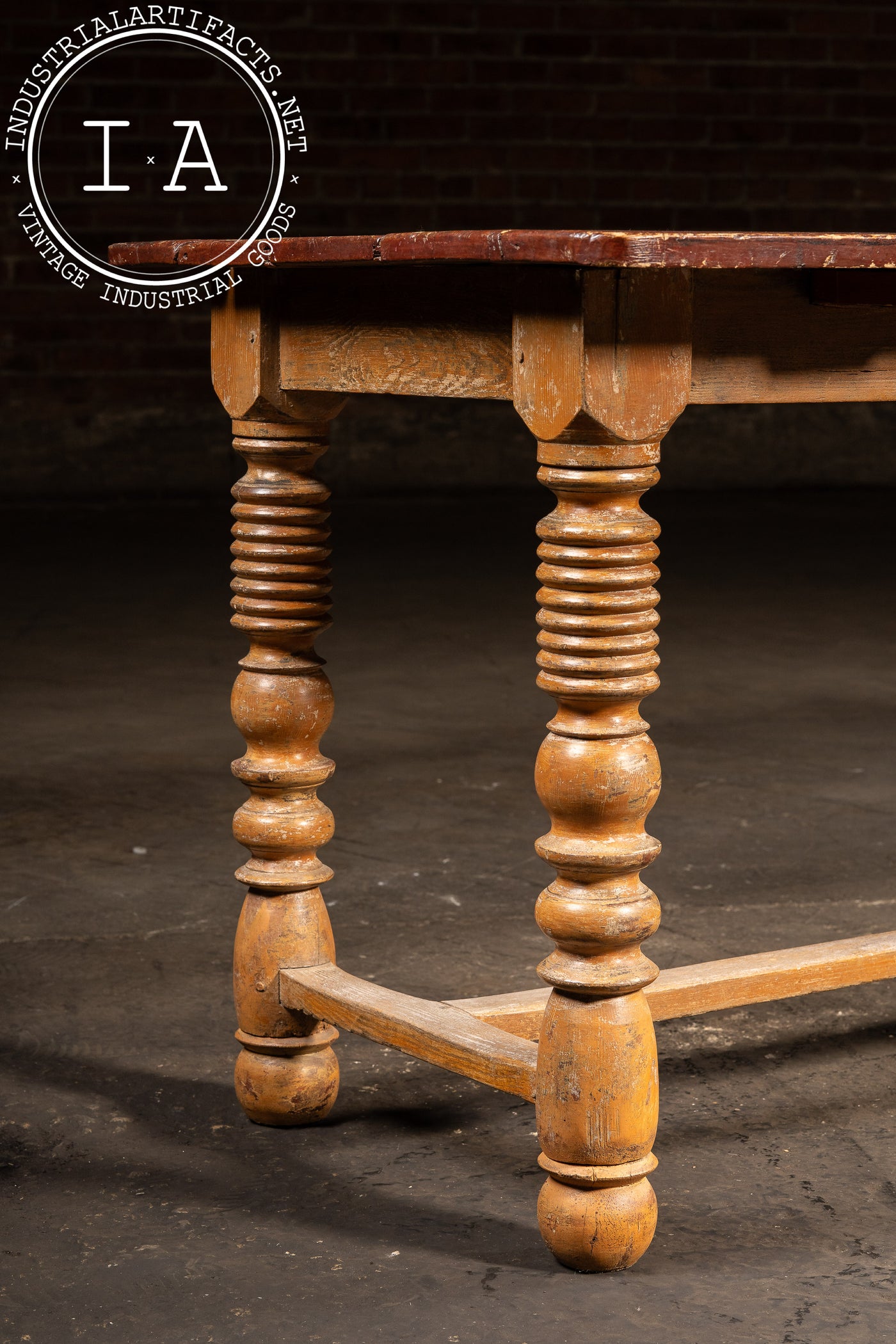 Primitive Painted Pine Harvest Table