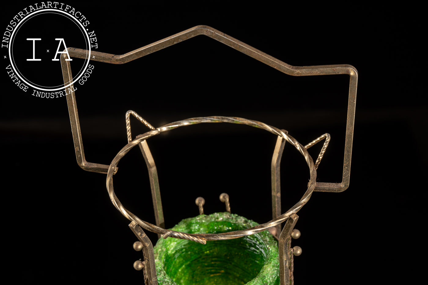 MCM Art Deco-Inspired Spaghetti Lamp Ashtray Stand in Green