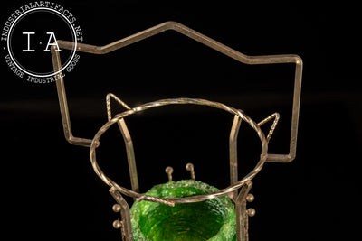 MCM Art Deco-Inspired Spaghetti Lamp Ashtray Stand in Green