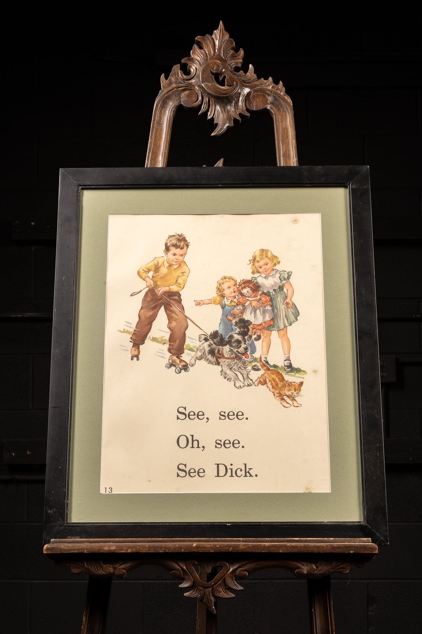 c. 1950 Dick And Jane Flip Display Basal Reader See Dick