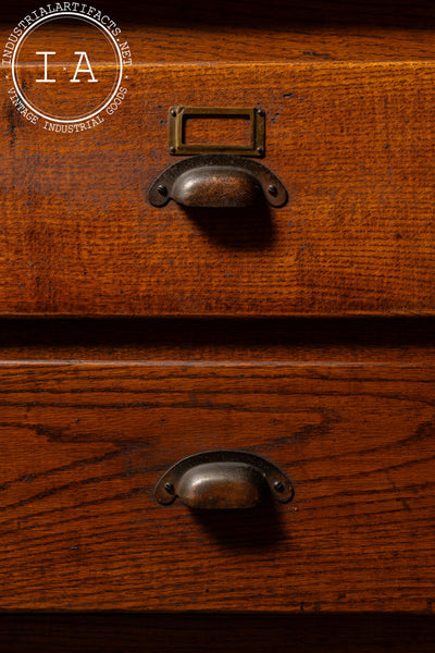 Solid Oak Mercantile Cabinet with Japanned Copper Hardware