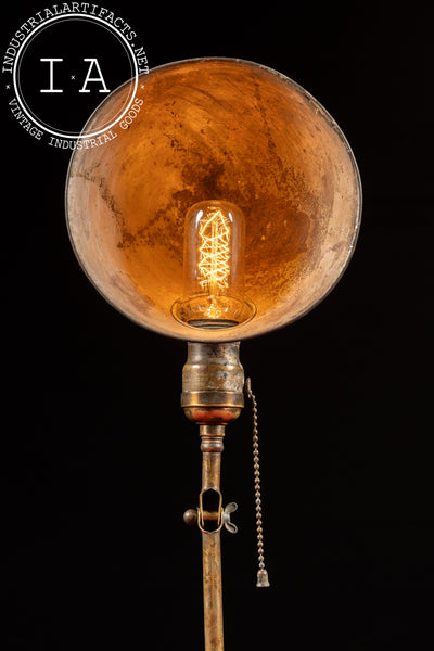 Early 20th Century Brass Articulating Desk Lamp with Dome Shade by Faries