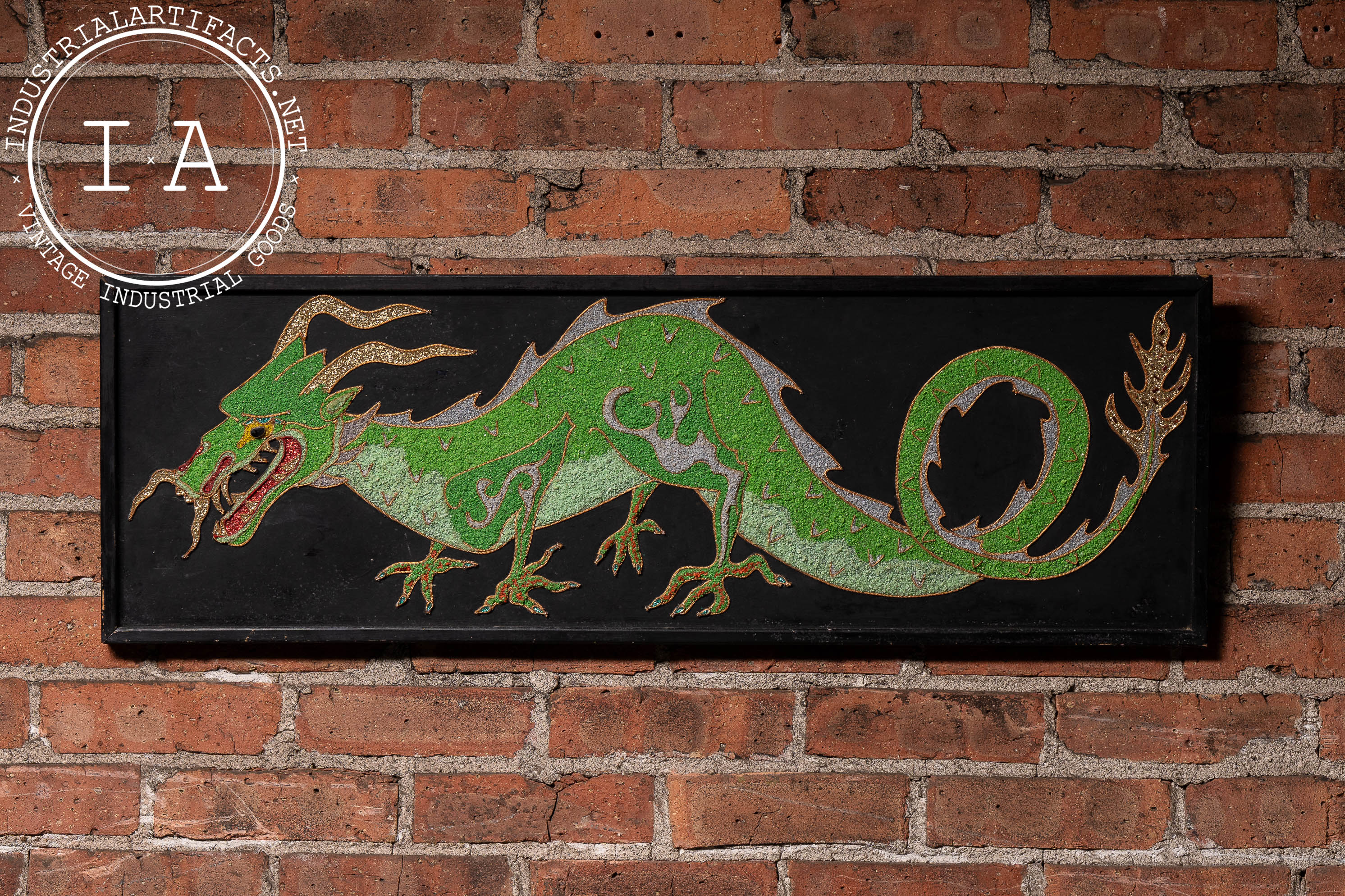 Mid-Century Painted Textural Dragon Wall Panel – Industrial Artifacts