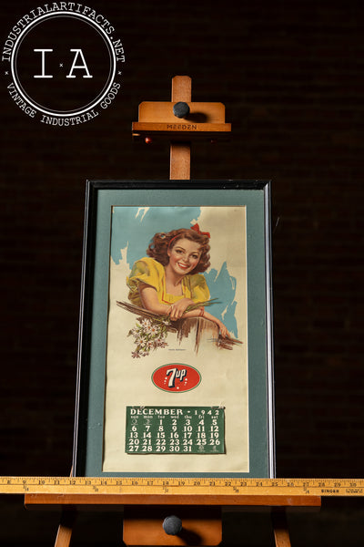 Framed 1942 7Up Litho Pin-Up Calendar