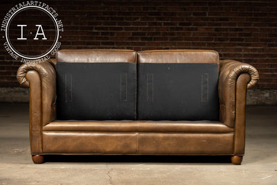 Vintage Chesterfield Tufted Leather Sofa with Cushions in Brown