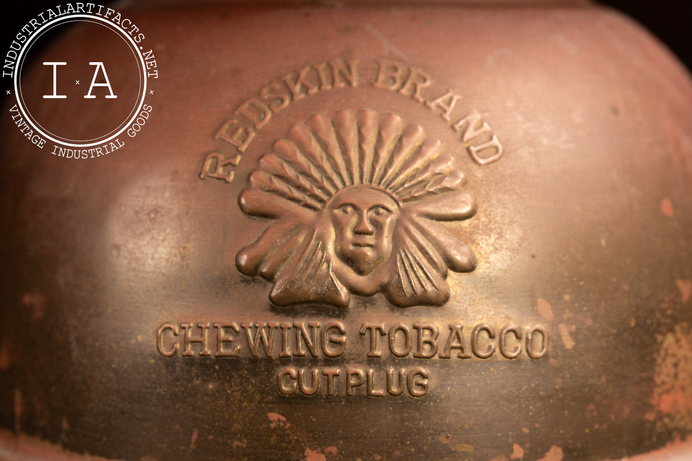 Antique Redskin Brand Chewing Tobacco Promotional Spittoon