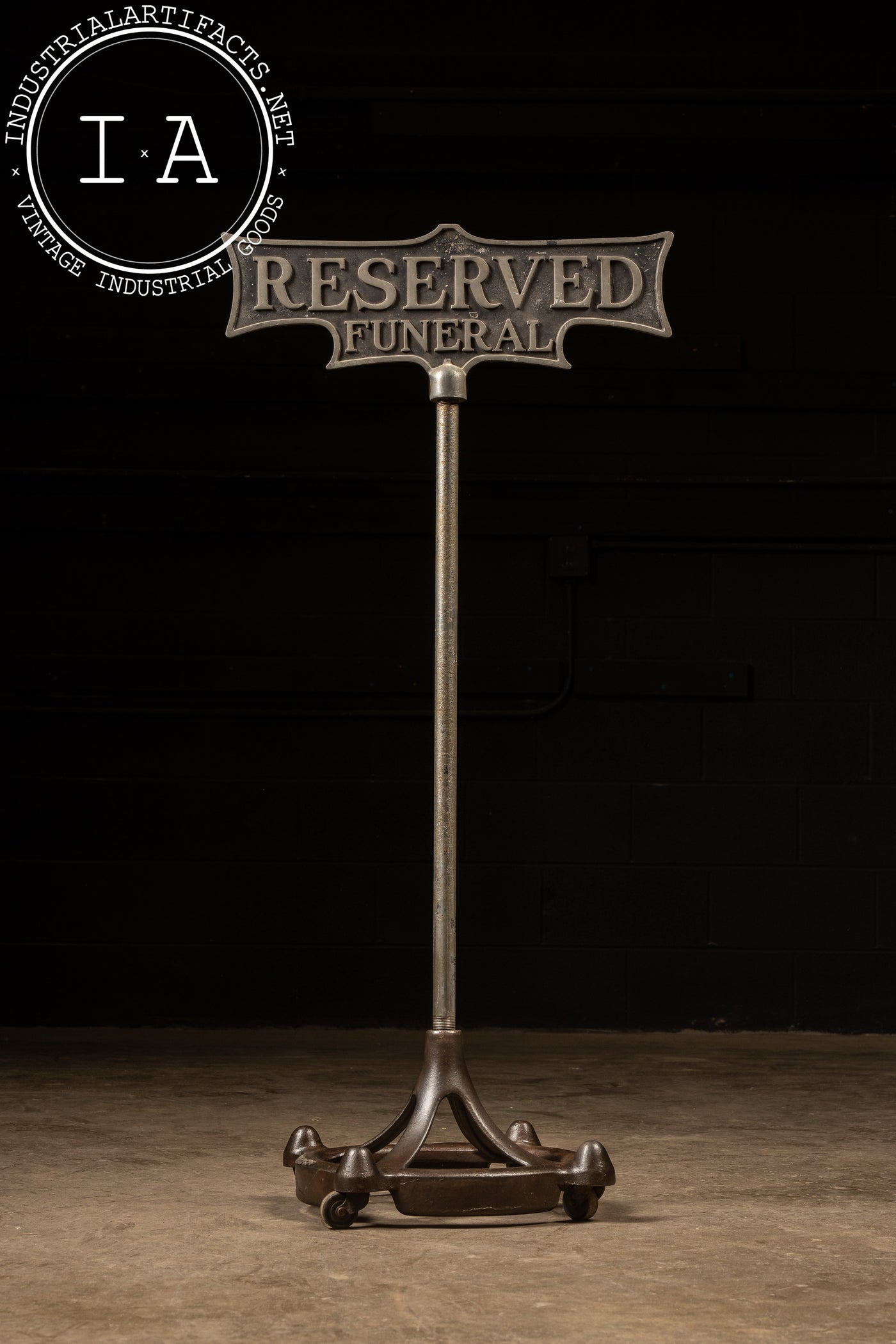 Early 20th Century Cast Iron Funeral Parking Sign