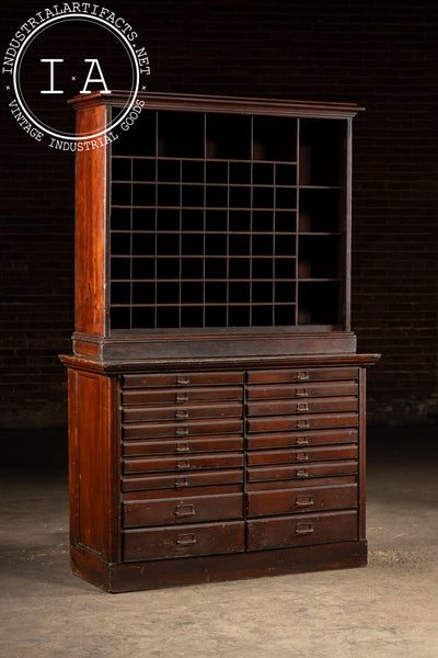 Early 20th Century Oak Mail Sorting Cabinet