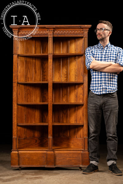 Antique Quarter-Sawn Walnut Rolling Corner Cabinet