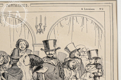 Framed 19th Century Satirical Lithograph by J. Traviès