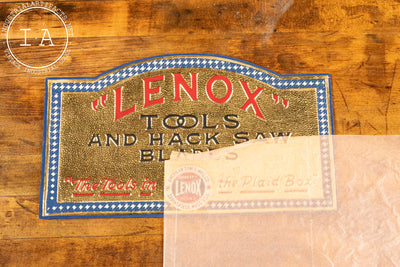 NOS Antique Lenox Tools Advertising Sign