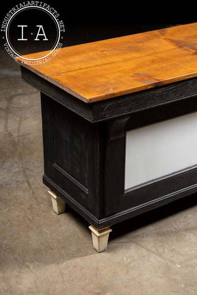 Early 20th Century Butcher's Counter With Milk Glass Panels