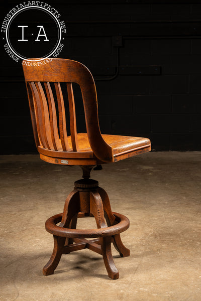 Vintage Wooden Bookkeeping Swivel Stool