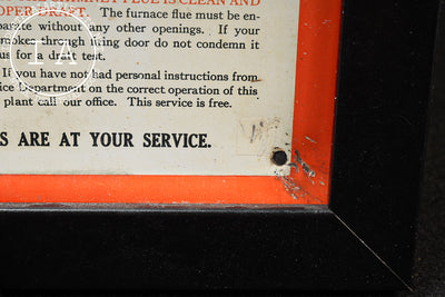 Framed Holland Furnace Co. Instructional Tin Sign