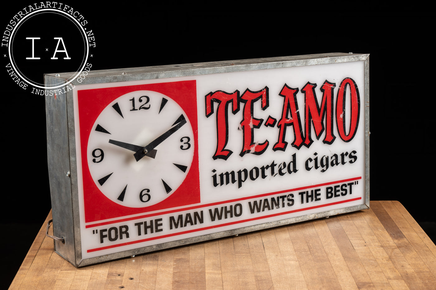 Vintage Te-Amo Cigars Lighted Advertising Clock