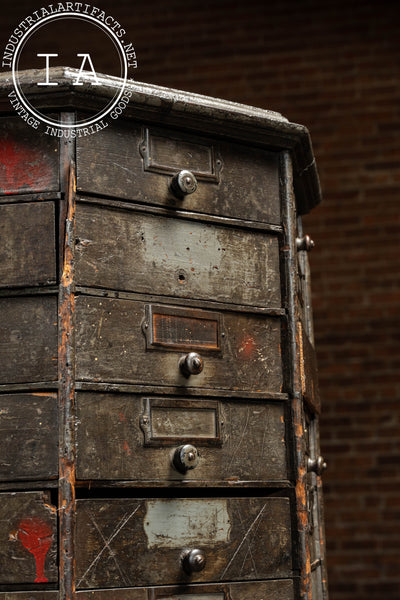 Antique Wooden American Bolt and Screw Cabinet