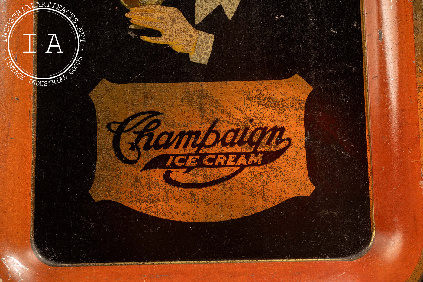 Early 20th Century Champaign Ice Cream Advertising Tray