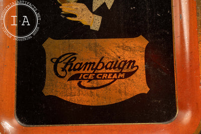 Early 20th Century Champaign Ice Cream Advertising Tray