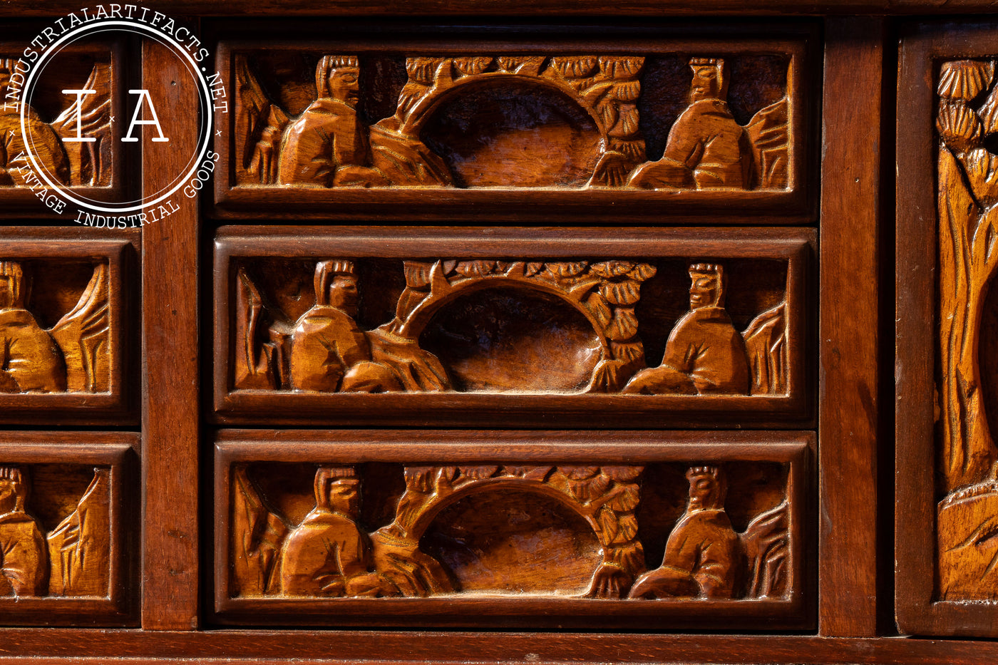Antique Hand-Carved Chinese Scholar's Writing Desk and Chair Set