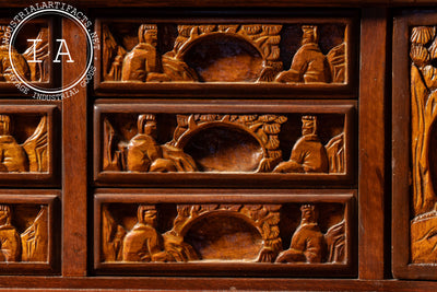 Antique Hand-Carved Chinese Scholar's Writing Desk and Chair Set