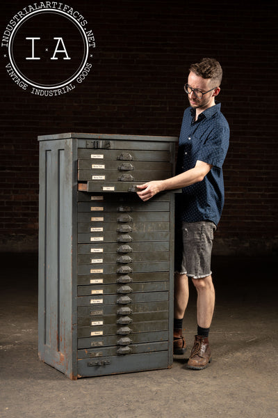 Early 20th Century Oak Typesetter's Cabinet in Gray