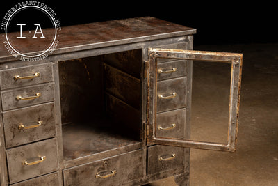 Early 20th Century Brushed Steel Medical Cabinet with Display Window