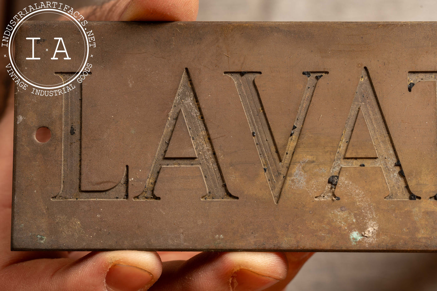 Antique Brass Lavatory Sign