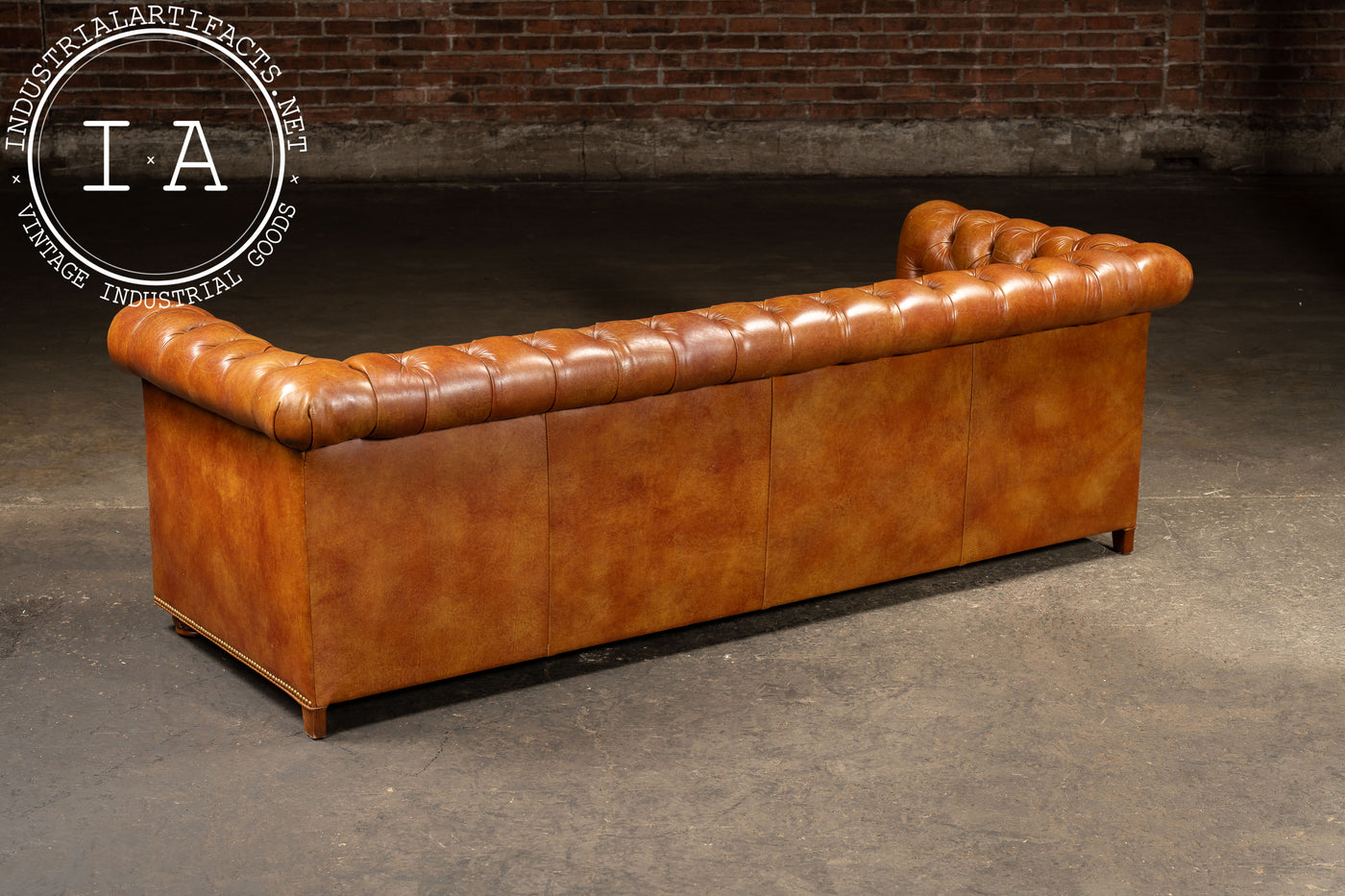 Tufted Leather Chesterfield Sofa in Brown