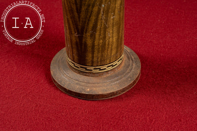 Vintage Art Deco Metal Woodgrain Smokestand Ashtray