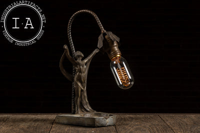 c. 1900 Art Nouveau Figural Woman Lamp With Ashtray