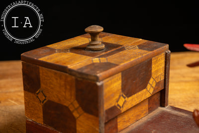 Vintage Mechanical Wooden Cigarette Box and Dispenser