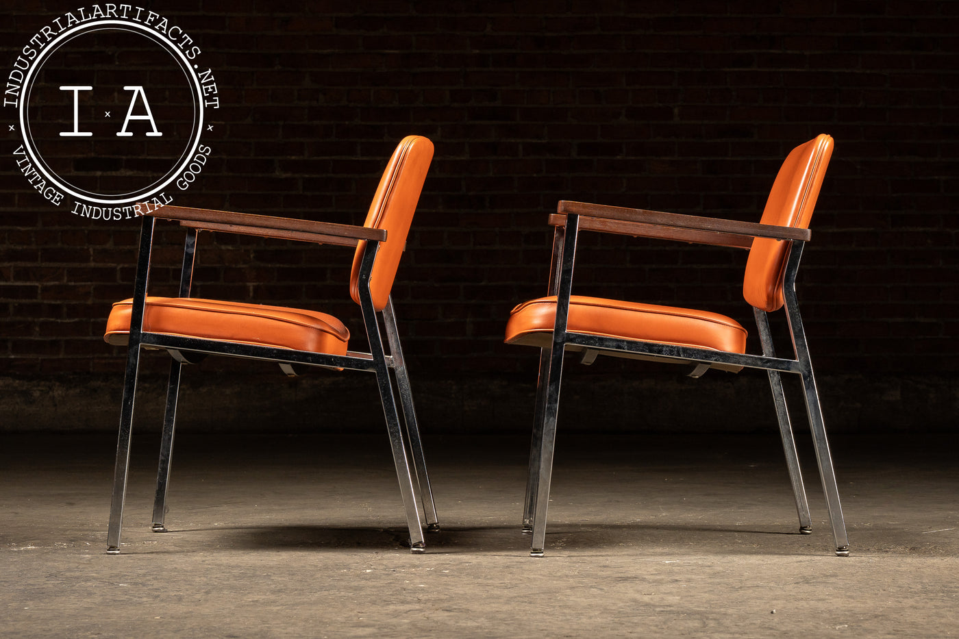 Pair of MCM Office Chairs in Orange by Delwood