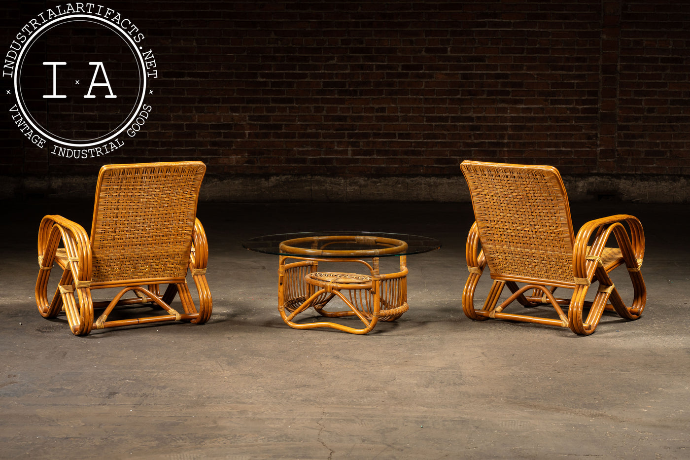 Vintage Bentwood and Rattan Furniture Set by Franco Albini