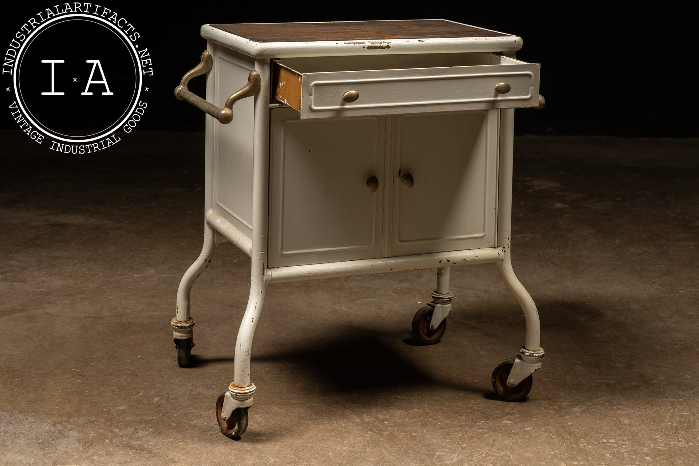 Early 20th Century Steel Dental Cabinet Cart