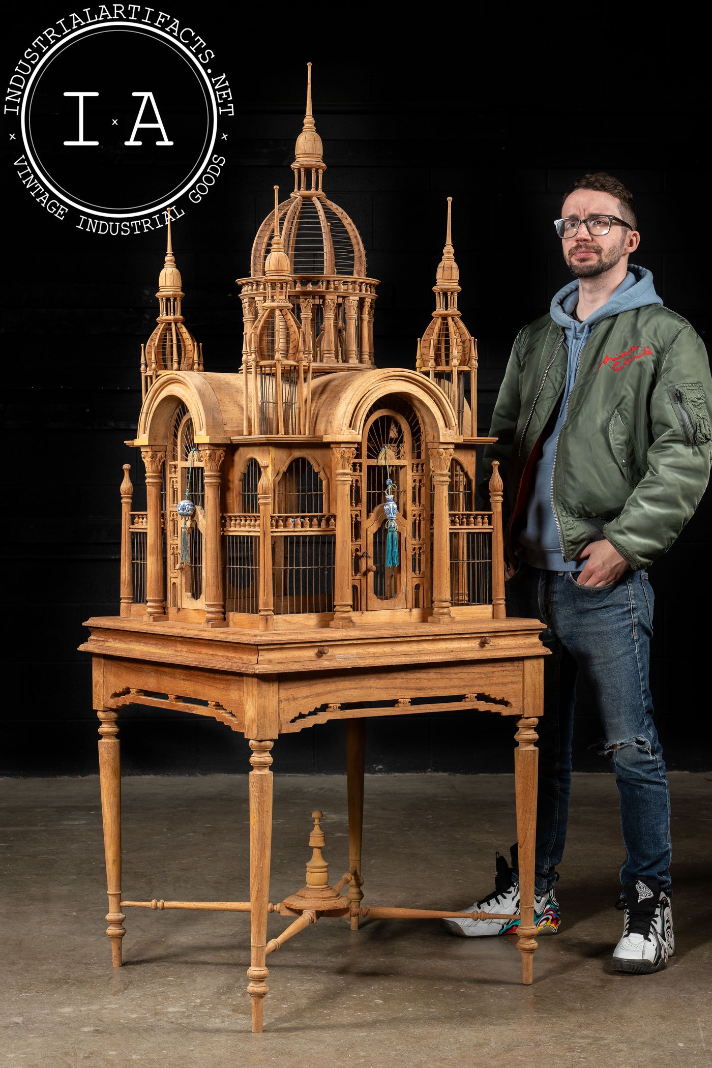 Antique Sacré-Cœur Basilica Bird Cage on Table