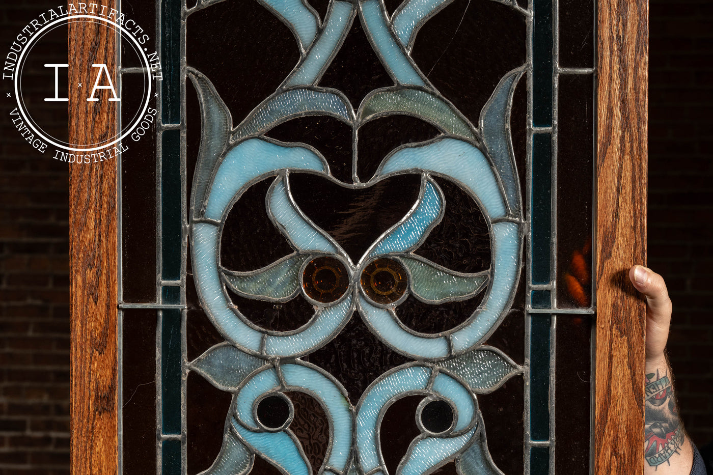 Late 19th Century Memorial Stained Glass Panel in Frame