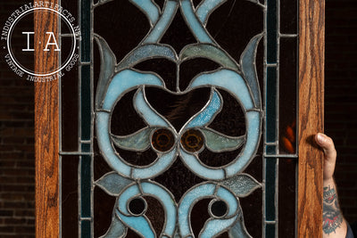 Late 19th Century Memorial Stained Glass Panel in Frame