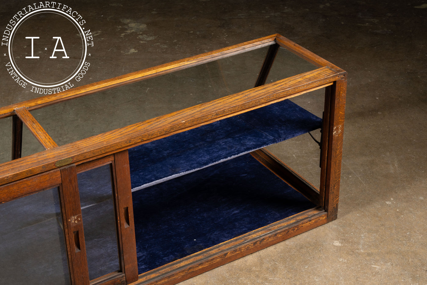 Antique Oak and Glass Countertop Mercantile Display Case