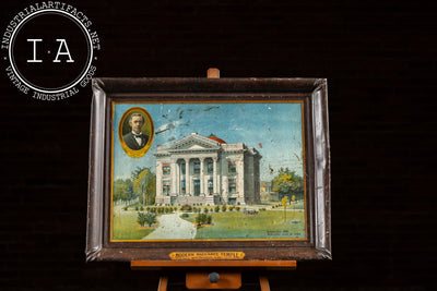 Early 20th Century "Modern Maccabee Temple" Self-Framed Tin Litho Sign