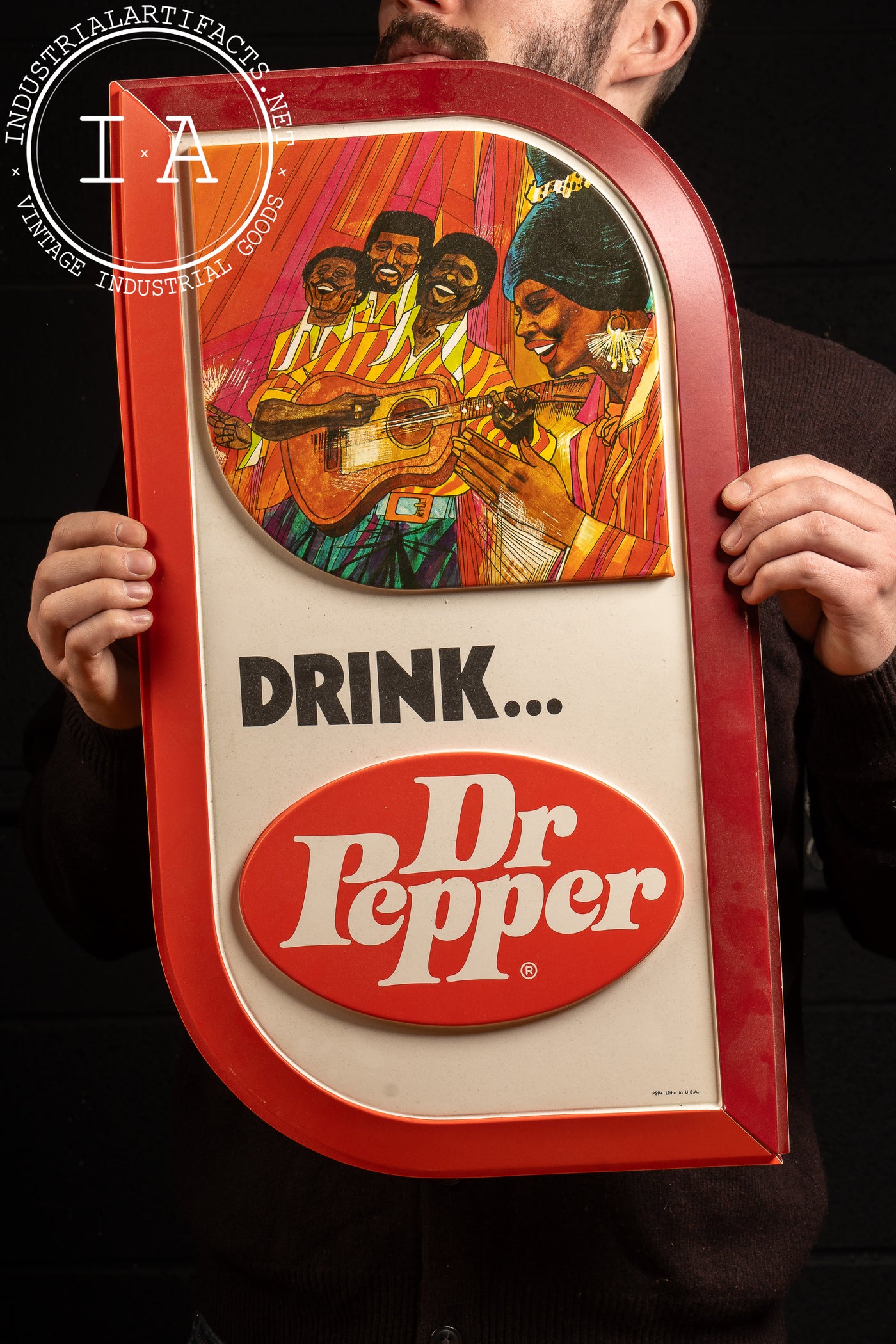 Psychedelic Formed Plastic Dr. Pepper Advertising Sign