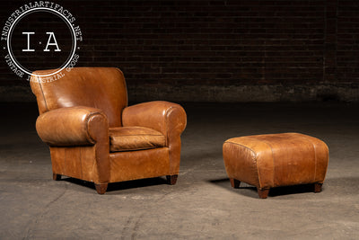 Vintage Leather Club Chair and Ottoman