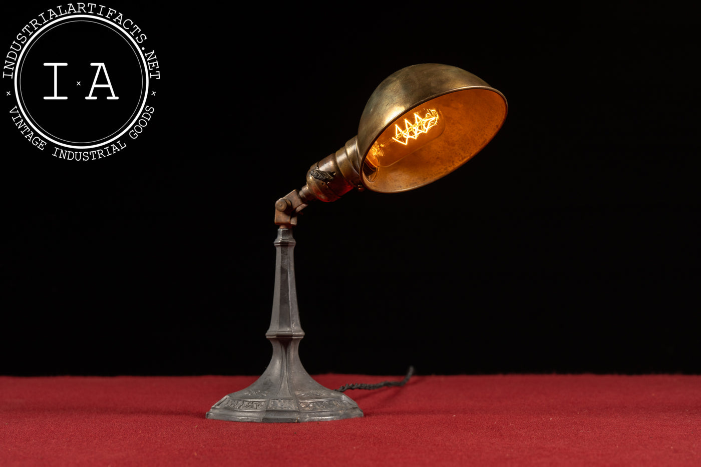 Antique Brass and Cast Iron Desk Lamp by Eagle